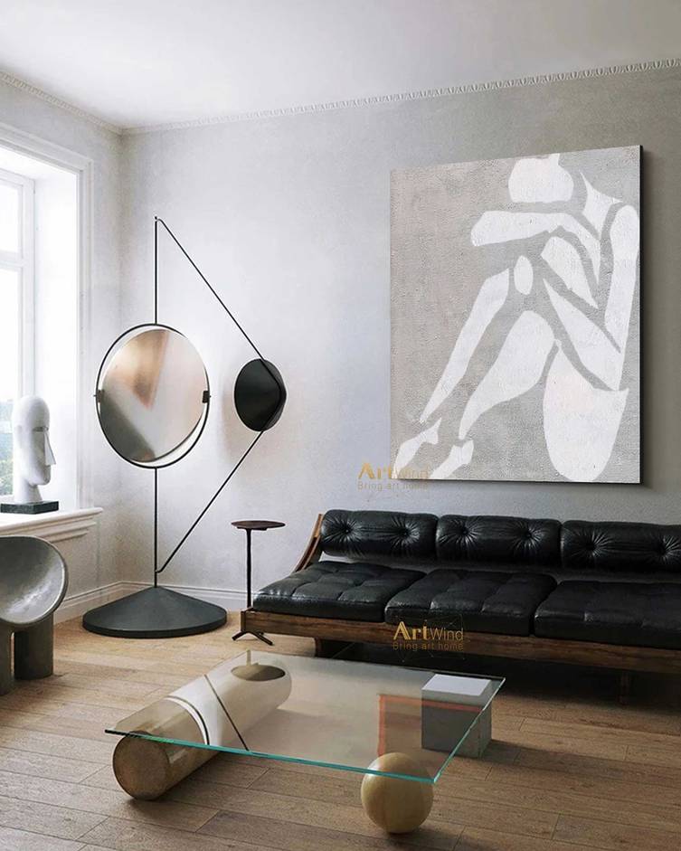 Hallway Handmade Room Your White Abstract Canvas Artwork 6T4QA